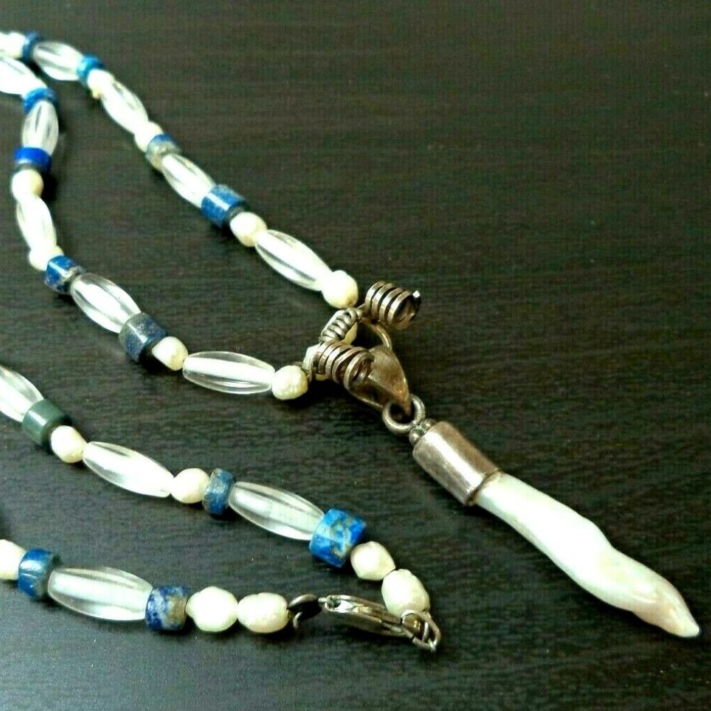 vintage genuine pearl 925 sterling silver necklace